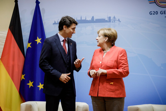 Bundeskanzlerin Angela Merkel empfängt Justin Trudeau, Premierminister Kanadas, zu einem bilateralen Gespräch.