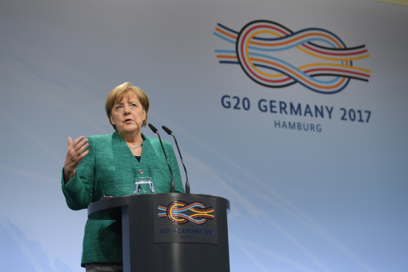 Bundeskanzlerin Angela Merkel bei der Abschlusspressekonferenz im Rahmen des G20-Gipfels.