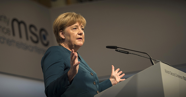 Chancellor Angela Merkel spoke at the Munich Security Conference