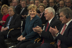 Chancellor Angela Merkel and US Vice President Mike Pence